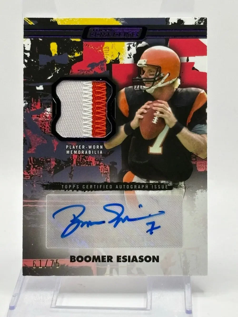 2024 Topps Composite Boomer Esiason 3 Color Jersey Patch Auto 61/75 SP Bengals